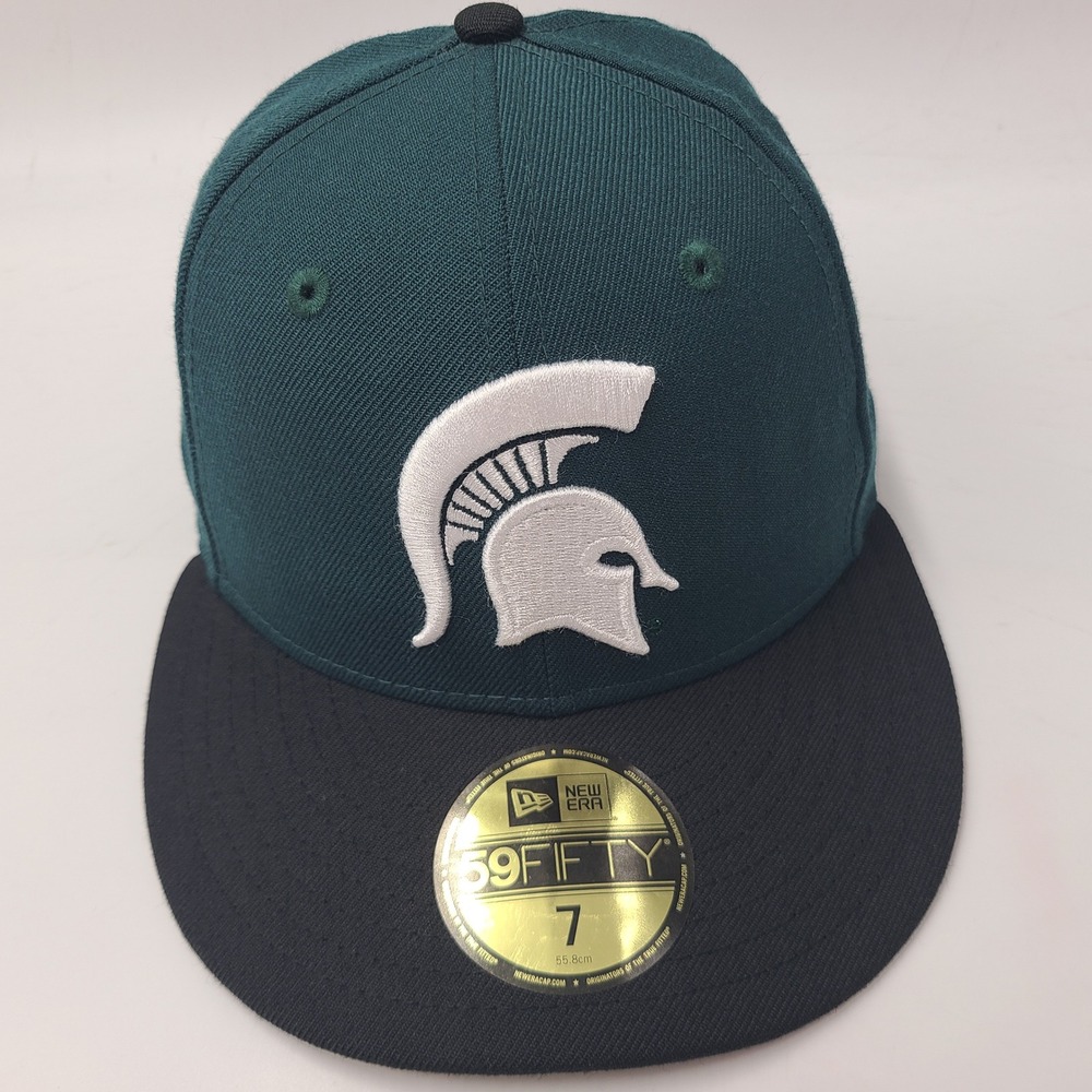 Michigan State Spartans Hat Fitted 7 New Era 59Fifty Green Black NCAA Wool Men